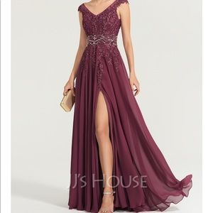 Burgundy, beautiful evening gown